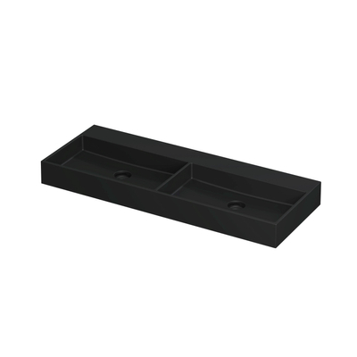INK United wastafel - 120x45x11cm - 2 wasbakken - 0 kraangaten - porselein Mat zwart