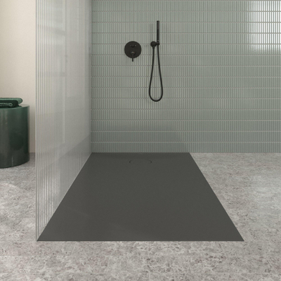 Villeroy & Boch Ecora douchebak - 140x90x3.5cm - afvoer korte zijde - anthracite (antraciet)