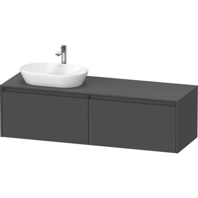 Duravit Ketho 2 meuble sous-lavabo avec plaque console avec 2 tiroirs pour vasque à poser à gauche 160x55x45.9cm avec poignées anthracite graphite mat