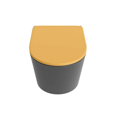 MONDIAZ LAVIE WC suspendu - 36x53cm - sans bride - Ocher (jaune) - softclose - quick-release - abattant WC - Dark grey (gris)