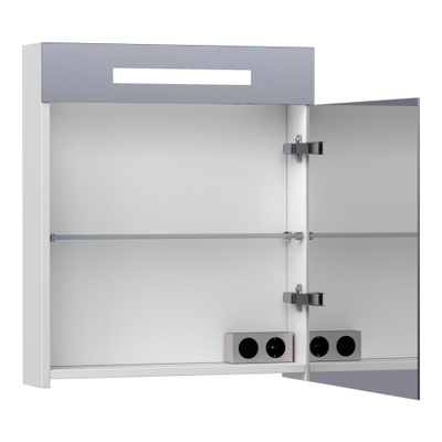 BRAUER Promise Deluxe armoire de toilette – 99 x 70 x 15 cm – LED directe – 2 portes, portes-miroir double face – Blanc mat