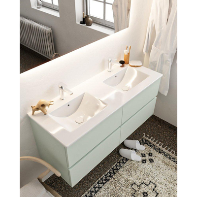 Mondiaz VICA ensemble de meuble de salle de bain - 120cm - meuble sous vasque greey - 4 tiroirs - lavabo denia double - 2 trous de robinet - miroir LED - version XL 60cm de haut