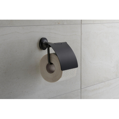 Duravit Starck T Porte-papier toilette avec couvercle Noir mat
