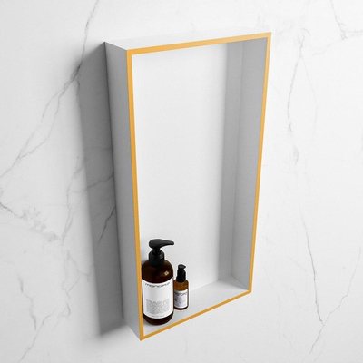 Mondiaz Easy nis 29.5x59.5x8cm voor Inbouw/opbouw 1 open vak Solid surface Talc/Ocher
