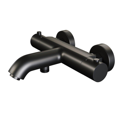 Brauer Black Edition Badkraan opbouw - 2 gladde knoppen - handdouche rond 3 standen - mat zwart