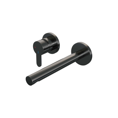 BRAUER Gunmetal Edition Wastafelmengkraan inbouw - rechte uitloop rechts - hendel plat smal - inclusief inbouwdeel - model D2 PVD - geborsteld gunmetal
