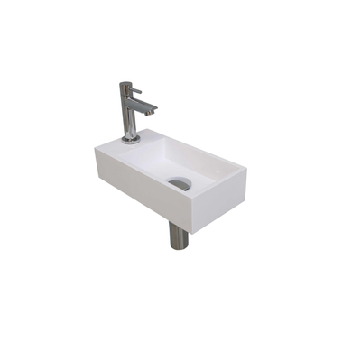 Ink Versus pack lave-mains – 36 x 18 x 9 cm – polystone blanc brillant – perçage à gauche – robinet chromé