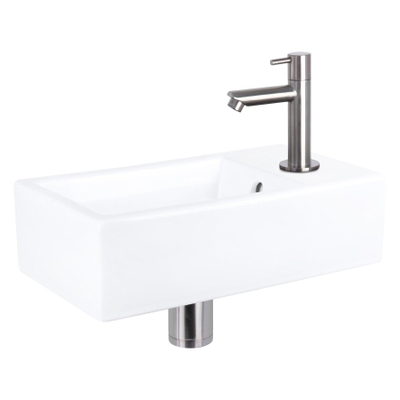 Differnz Force pack lave-mains – 40 x 22 x 11,5 cm – céramique blanche – robinet droit chromé mat