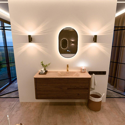 Mondiaz CIRO-DLUX Meuble de salle de bains - 120x45x50cm - Plan vasque solid surface Arena - 1 bassin à droite - 1 trou de robinet - 2 tiroirs - Dusk