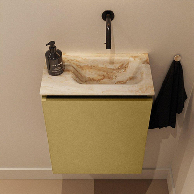 MONDIAZ TURE-DLUX Meuble de toilettes 40cm Oro. EDEN lavabo Frappe position droite. Sans trou de robinet.