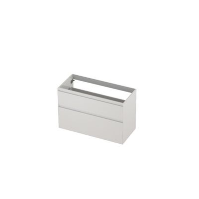 INK Wastafelonderkast - 100x45x65cm - 2 lades - greeploos - MDF lak - Hoogglans wit