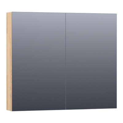 BRAUER Impress spiegelkast – 80x70x15 cm – 2 deuren, dubbelzijdige spiegeldeuren – Eiken grijs