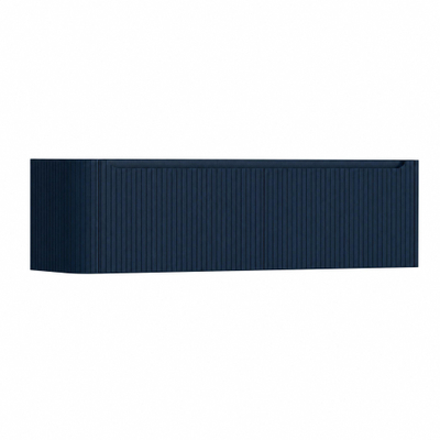 H&R Badmeubelen Juice Wastafelonderkast - 160x45x40cm - linkerhoek afgerond - 3D-front - 2 lades - geïntegreerde greep - blue oak