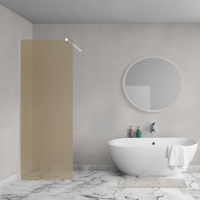 Paroi de douche en verre Aqua Vista - 100x200cm - verre fumé - champagne (bronze)