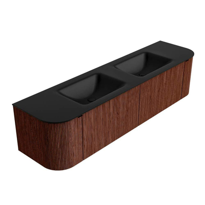Mondiaz KURVE Badkamermeubelset - 180x46x40cm - 2 lade - 2 deuren - wastafel solid surface - dubbel - 2 kraangaten - Ruby