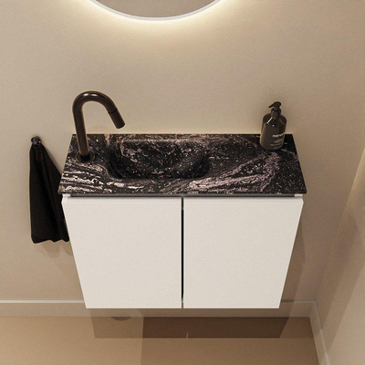 MONDIAZ TURE-DLUX meuble WC 60cm Talc. EDEN lavabo Lava position gauche. Avec 1 trou de robinet.