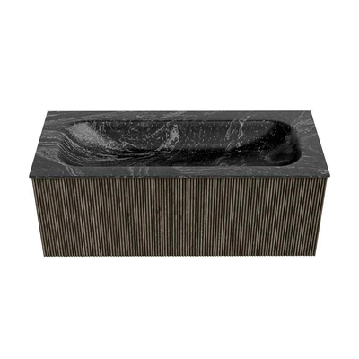 Mondiaz KURVE-DLUX Ensemble de meubles de salle de bains - 110x46x40cm - 1 tiroir - lavabo solid surface - central - 1 trou de robinet - Shadow