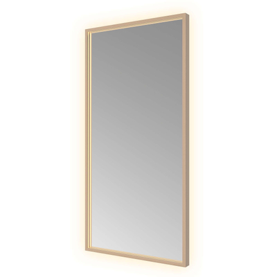 Hotbath &MORE Spiegel - 50x100cm - direct en indirect LED - color changing - spiegelverwarming - met afstandsbediening - PVD - geborsteld koper