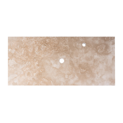 Saniclass Travertine plan sous vasque - 100x46cm - 1 trou de robinet - 1 découpe pour le siphon - pierre naturelle marbrée