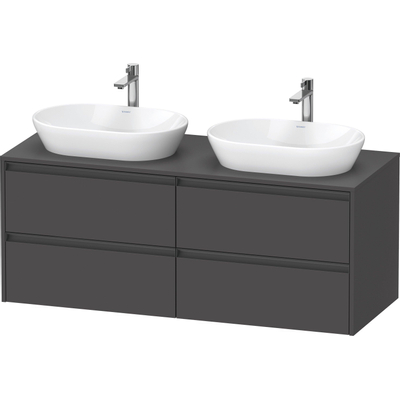 Duravit ketho meuble sous 2 lavabos avec plaque console et 4 tiroirs pour double lavabo 140x55x56.8cm avec poignées anthracite graphite mat