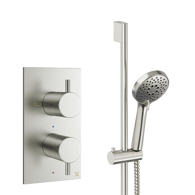 Crosswater MPRO Ensemble de douchette - 2 poignées - douchette à main - barre de douche - inox brossé