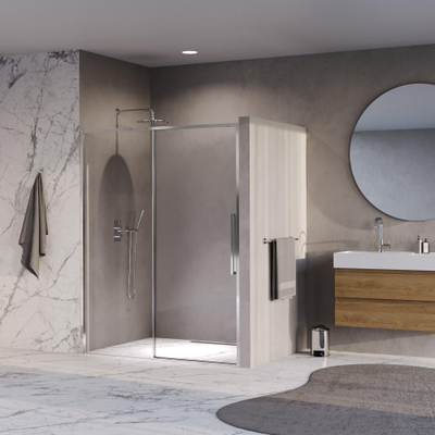 BRAUER Galactic Nisdeur - 160x200 - 2-delig schuif - helder glas - omkeerbaar - incl. glascoating - chroom
