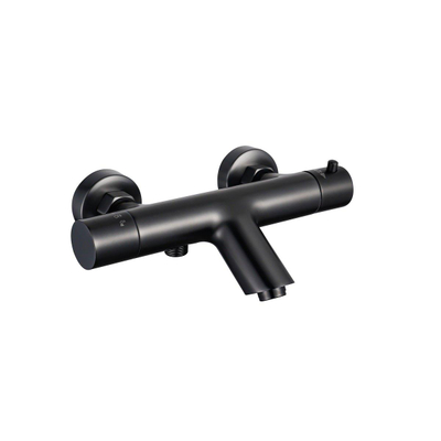 Fortifura Calvi Mitigeur baignoire - avec barre curseur - douchette stick - flexible en métal - Noir mat