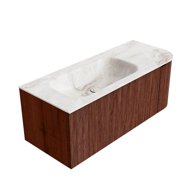 Mondiaz KURVE-DLUX Badkamermeubelset - 115x46x40cm - 1 lade - 1 deur - wastafel solid surface - links - zonder kraangat - Ruby
