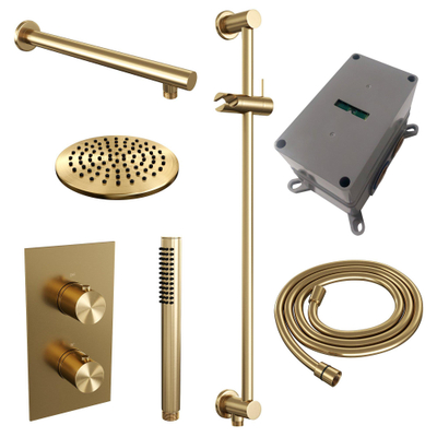 BRAUER Gold Edition inbouw regendoucheset – Ø20 cm hoofddouche – 40 cm rechte wandarm – staafhanddouche – met omstel