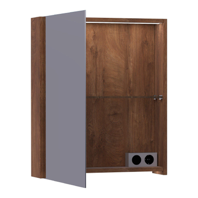 BRAUER Impress Deluxe spiegelkast – 59x70x15 cm – directe LED – linksdraaiende – Forest Cacao