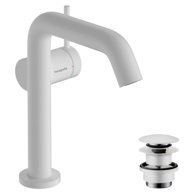Hansgrohe Tecturis s 1 greeps wastafelkraan - 150 Fine - coolstart - met PushOpen - waste set - mat wit