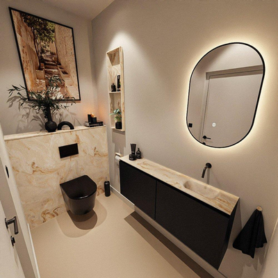 MONDIAZ TURE-DLUX Meuble WC 120 cm Urban. EDEN vasque Frappe position droite. Sans trou de robinet.
