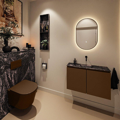 MONDIAZ TURE-DLUX Meuble toilette - 80cm - Rust - EDEN - vasque Lava - position centrale - sans trou de robinet