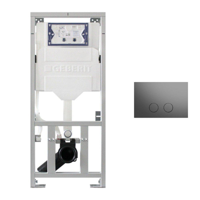 Geberit Inbouwreservoir - UP320 - QeramiQ Push Steel bedieningsplaat slim - dualflush - ronde knoppen - gunmetal