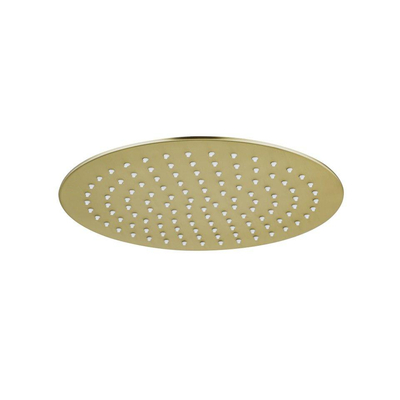 Fortifura Calvi Ensemble de douche à l'italienne - rond - thermostatique - bras plafond - glijstang - douche principale de 25 cm - douchette à main - flexible lisse - Laiton brossé PVD (Or)