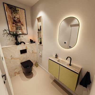 MONDIAZ TURE-DLUX 80cm toiletmeubel Oro. EDEN wastafel Frappe positie midden. Met 1 kraangat.