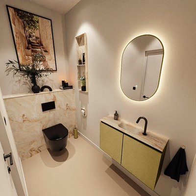 MONDIAZ TURE-DLUX Meuble toilette - 80cm - Oro - EDEN - vasque Frappe - position centrale - 1 trou de robinet