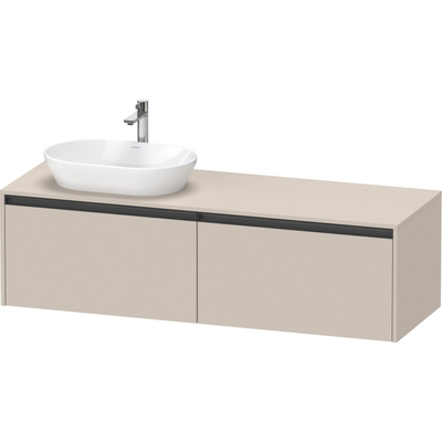 Duravit ketho meuble sous 2 lavabos avec plaque console et 2 tiroirs pour lavabo à gauche 160x55x45.9cm avec poignées anthracite taupe mat