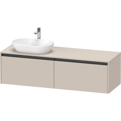 Duravit Ketho.2 Wastafelonderbouwkast - inclusief consoleplaat - met 2 laden - voor waskom links - 160x55x45.9cm - met handgrepen antraciet - taupe mat
