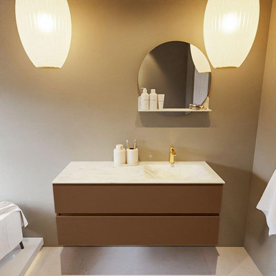 Mondiaz VICA-DLUX Ensemble de meuble de salle de bain - 120cm - meuble sous-vasque repos - 2 tiroirs - lavabo encastré cloud droite - 1 trou de robinet - version haute de 60cm - opalo