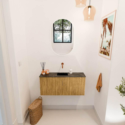 Mondiaz JOYA-DLUX 90cm meuble de toilette - couleur Chêne - Vasque FAYE position Milieu Sans trou de robinet couleur Lava.