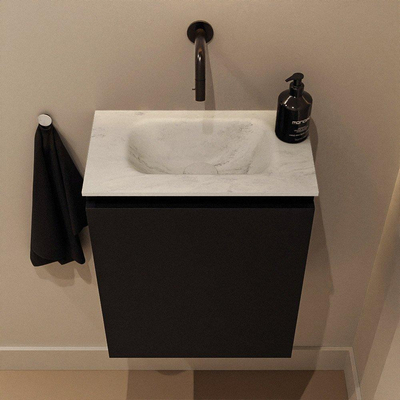 MONDIAZ TURE-DLUX Meuble de WC 40 cm Urban. Lavabo EDEN Opalo position milieu. Sans trou de robinet.