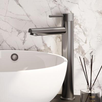 BRAUER Stripe Mitigeur lavabo surélevé en applique - modèle A - couleur inox brossé PVD