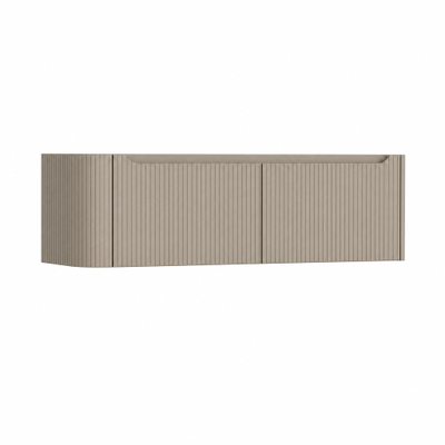 H&R Badmeubelen Juice Wastafelonderkast - 140x45x40cm - linkerhoek afgerond - 3D-front - 2 lades - geïntegreerde greep - olive