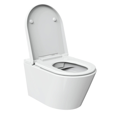 FugaFlow Pietra WC-douche - Sans rebord - Séchoir - Douchette féminine - Blanc brillant