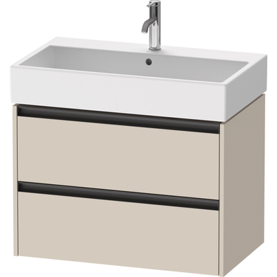Duravit Ketho.2 Wastafelonderbouwkast - met 2 laden - 78.4x46x54.9cm - met grepen antraciet - taupe supermat