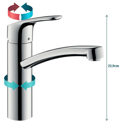Hansgrohe keukenkranen Focus - 1 gats keukenkraan - ecosmart - met draaibare uitloop - coolstart - hoogglans chroom