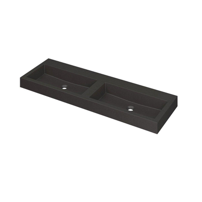 INK Momento wastafel - 140x45x9cm - 2 wasbakken - 0 kraangaten - Quartz zwart