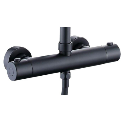 Xellanz Twenty eco ensemble de douche de pluie thermostatique apparent rond noir mat