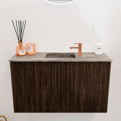 Mondiaz JOYA-DLUX 70cm toiletmeubel - kleur Walnut - Wastafel FAYE positie Midden 1 kraangat kleur Oza.